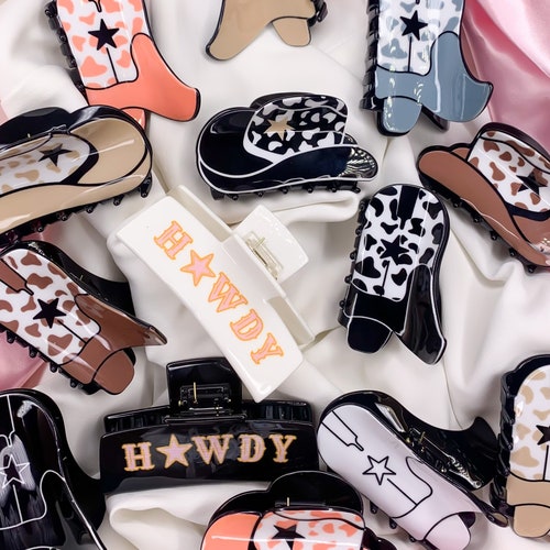 Western Hair Claw Clip Trendy Howdy Hat Boot Hair Etsy