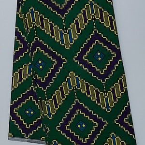 African Print Fabric/ Ankara - Green, Yellow, Black For Aso ebi, can be sold by the Yard