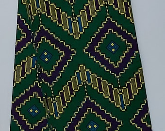 Afrikanischer Druck Stoff / Ankara - Grün, Gelb, Schwarz Für Aso ebi, kann lose Lagerware verkauft werden