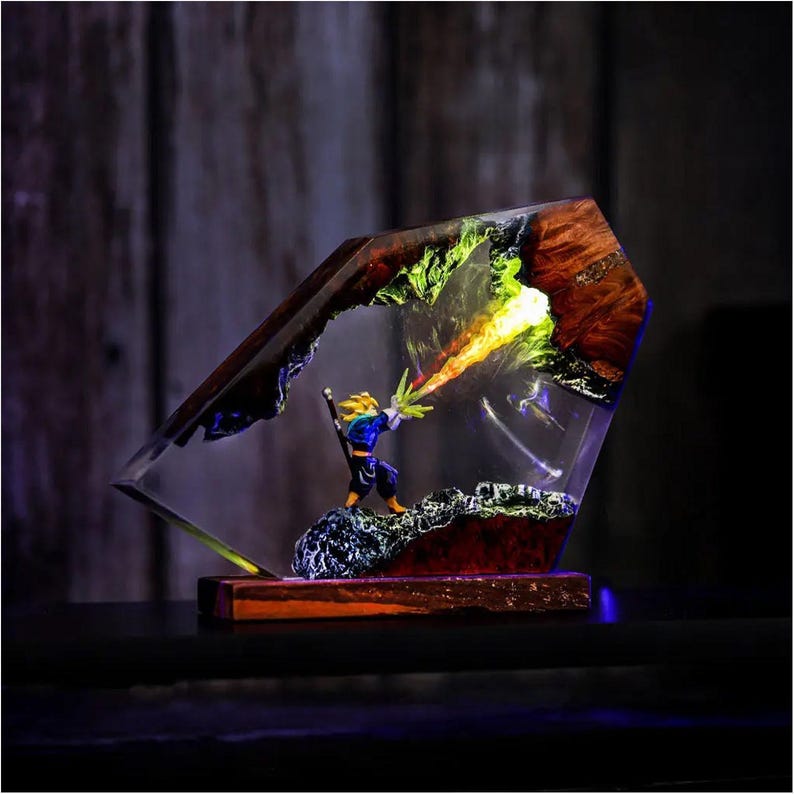 Dra.gon B.all Trun.ks Super Sai.yan Epoxy Resin Lamp, Night Light - Etsy