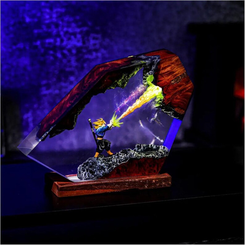 Dra.gon B.all Trun.ks Super Sai.yan Epoxy Resin Lamp, Night Light - Etsy