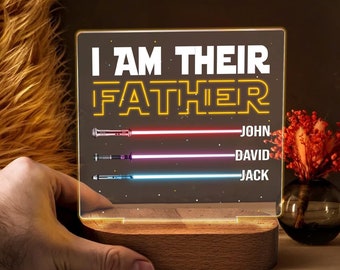 I Am Their Father Sign Plaque Personalized Dad Night Light With Kids Name Gift For Father's Day
