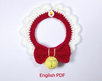 Crochet Pattern English. Crochet Pet collar with bowknot. Crochet dog collar. Crochet cat collar. Crochet pattern and video instruction
