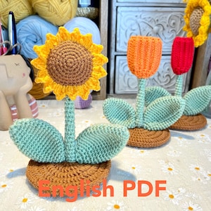 Sunflower crochet pattern Crochet sunflower cellphone supporter pattern Mothers&#39; day gift