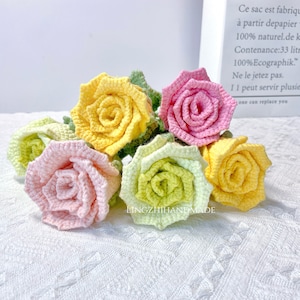 バラのかぎ針編みパターン かぎ針編みの伝統的なバラの花束のパターン かぎ針編みの花の花束のパターン ウェディングブーケ バレンタインギフトの花