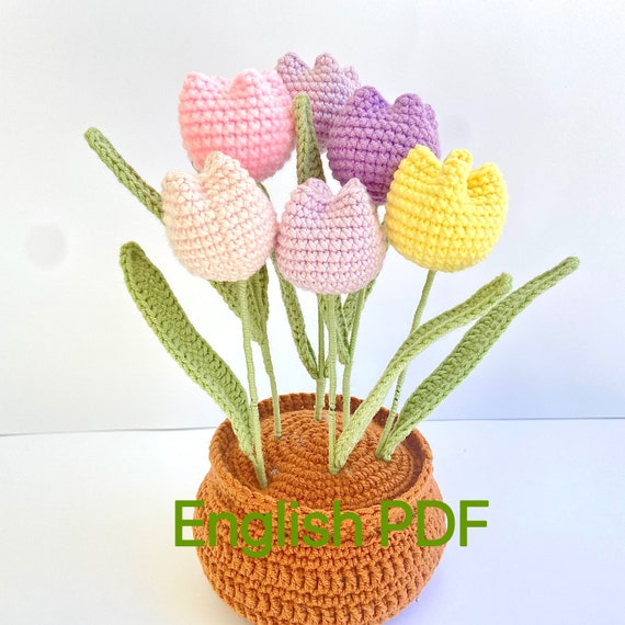 6PCS Handmade Tulips Flowers Crochet Bouquet | Creative Life NY