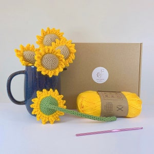 Beginner crochet kits Crochet gifts DIY crochet kit. Christmas gift. Sunflower crochet pattern. crochet flower kit