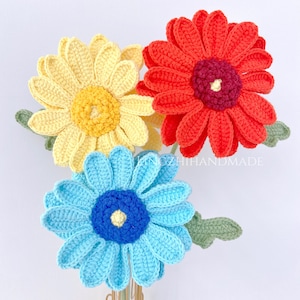 Gerbera daisy flower crochet pattern, crochet flower bouquet pattern, crochet flower pattern, eternal flower, flower bouquet DIY