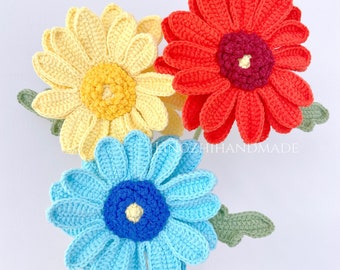 Gerbera daisy flower crochet pattern, crochet flower bouquet pattern, crochet flower pattern, eternal flower, flower bouquet DIY