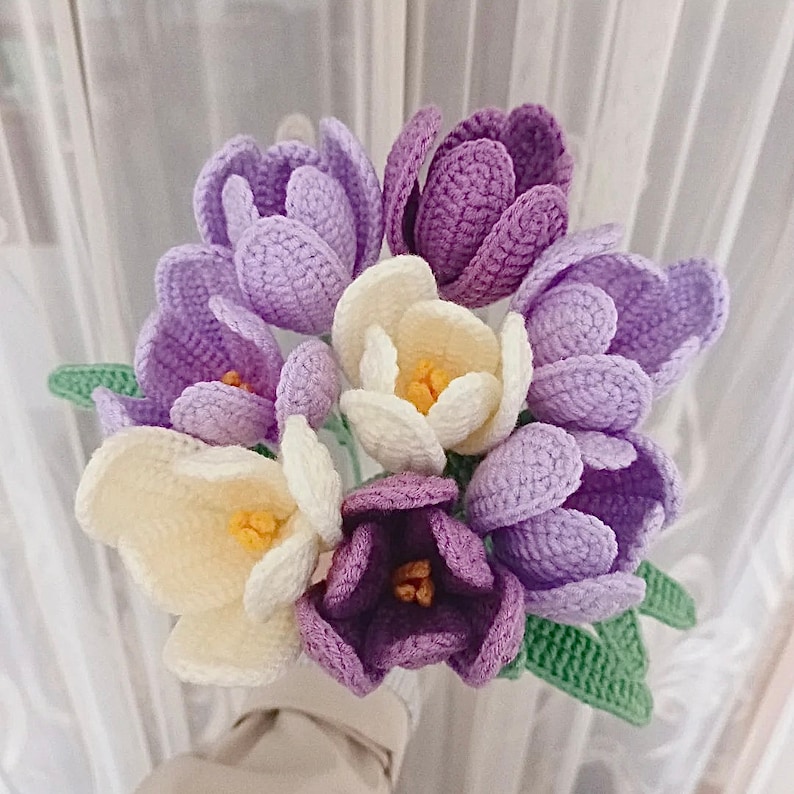 Tulips crochet pattern, crochet flower bouquet pattern, crochet flower pattern, eternal flower, flower bouquet DIY, lingzhihandmade image 6