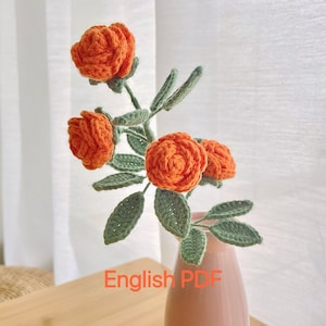 かぎ針編みのバラのパターン、かぎ針編みのパターン、かぎ針編みの花、かぎ針編みの花束、初心者向けのかぎ針編みのパターン