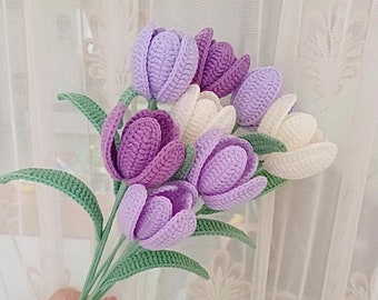 Tulipes au crochet, motif de bouquet de fleurs au crochet, motif de fleurs au crochet, fleur éternelle, bouquet de fleurs bricolage, lingzhihandmade