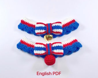 Pet collar crochet pattern, dog collar crochet pattern, cat collar crochet pattern, English crochet pattern