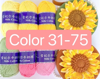 Color31-75 Color 5Ply Milk Cotton Yarn 100gram Crochet Bags Flowers Amigurumi Punch Needling