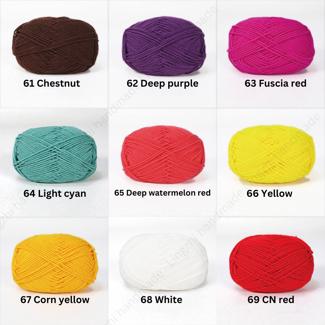 2 Skeins of 4 Shares Combed Milk Cotton Yarn 51 Colors Available Crochet  Yarn Worsted Assorted Colors Yarn Crochet Yarns Knitting Yarns 