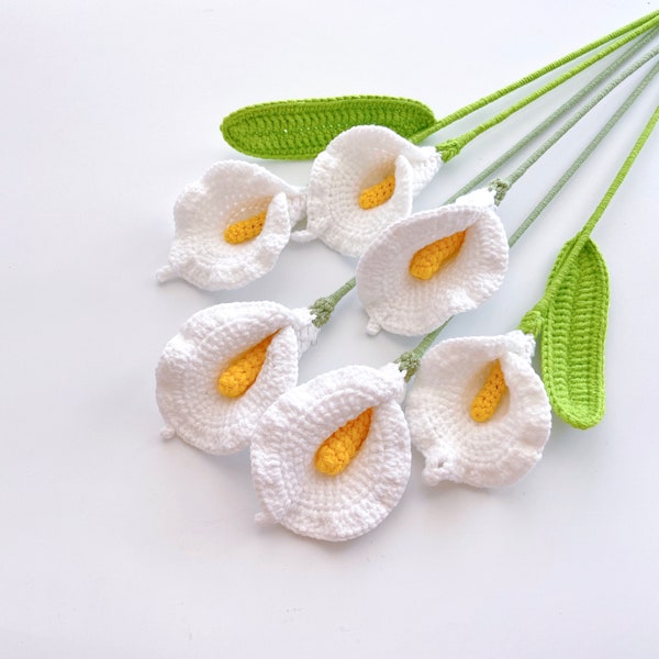Modèle au crochet de lys calla, motif bouquet de fleurs de lys au crochet, motif fleurs au crochet, fleur éternelle, bouquet de fleurs bricolage, lingzhihandmade