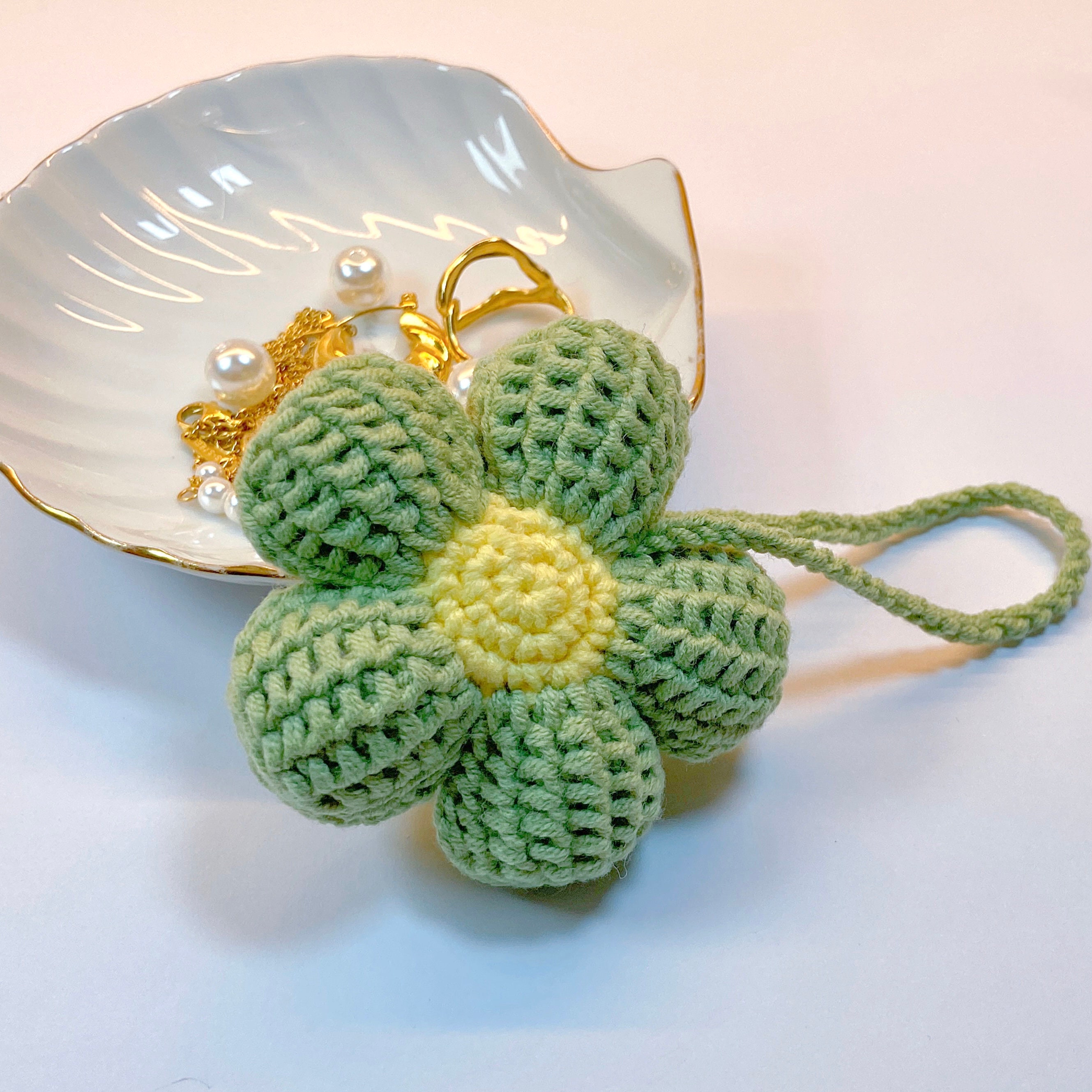 Crochet Flower Pattern Crochet Keychain Pattern Crochet Etsy