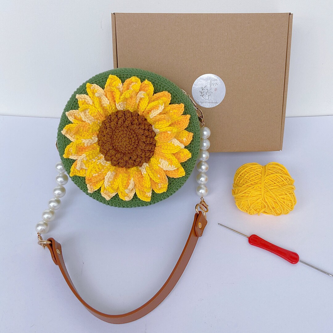 Sunflower Bag Crochet Kit With Yarns Bag DIY Crochet Bag Pattern Craft