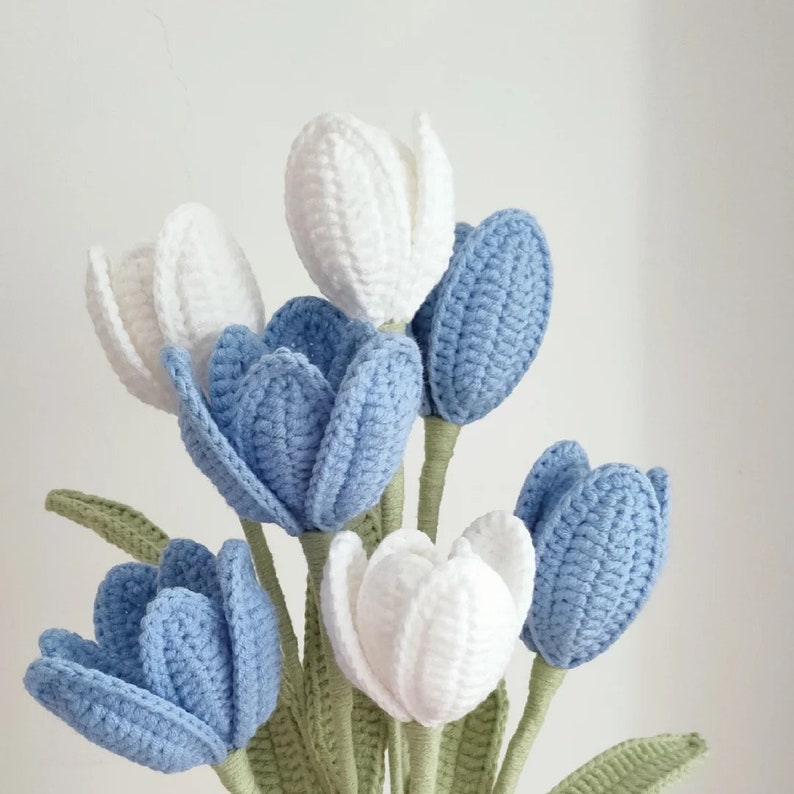 Tulips crochet pattern, crochet flower bouquet pattern, crochet flower pattern, eternal flower, flower bouquet DIY, lingzhihandmade image 4