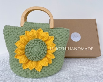 Crochet Kit Sunflower Bag Crochet Kit with Yarns Bag DIY Crochet Bag Pattern Craft Kit DIY Handmade Bag Kit Diy Mother's Day Gift For Her