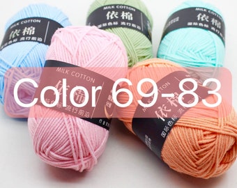 Color 69-83 High Quality 83 colour 4 ply Milk Cotton Yarn 50g for Crochet, Knitting, Amigurumi