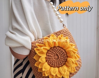Crochet Pattern Crochet Tote Bag Pattern Crochet Handbag Pattern Knitted Bag Handmade Pattern Crochet Sunflower Pattern Lingzhihandmade