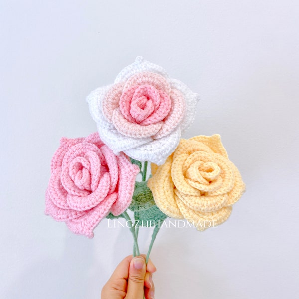 Rose Crochet Pattern Crochet Small Thai Rose Bouquet Pattern Crochet Flower Bouquet Pattern Wedding Bouquet Valentines Gift Flower