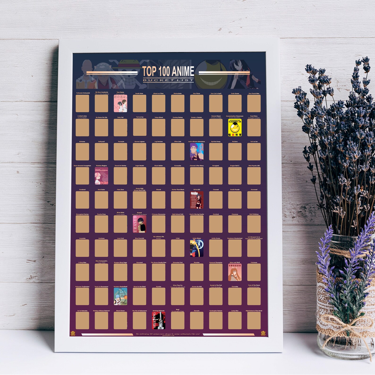 Top 100 Anime Scratch Off Poster All Time Top Anime Bucket Etsy
