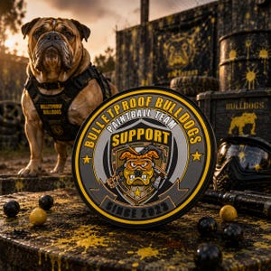 Custom Paintball Team PVC Patch | Bulletproof Bulldogs Morale Patch | Tactical Gear Velcro Backed