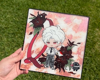 Pintura sobre vidrio de 8x8 para el amante del jefe