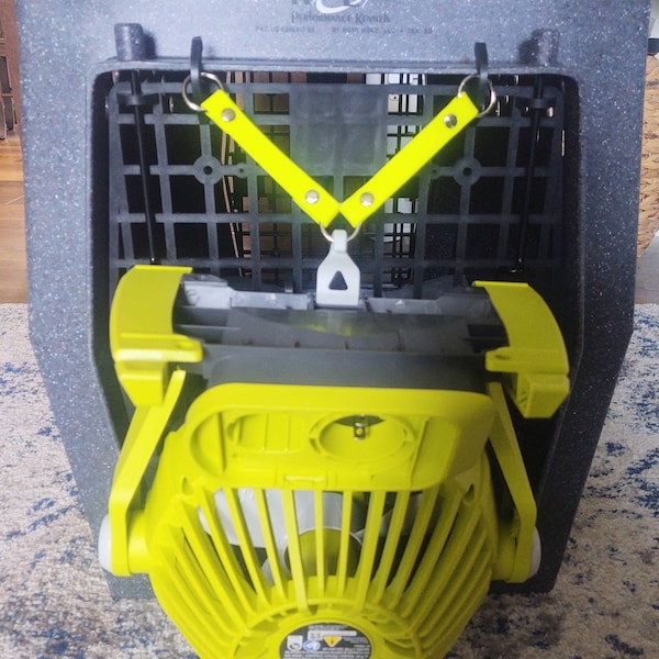 Dog Kennel Fan Hanging Utility Straps -Great for Dog shows/ Agility / Travel. Perfect for OLDER Ryobi P3320 Fan - holder
