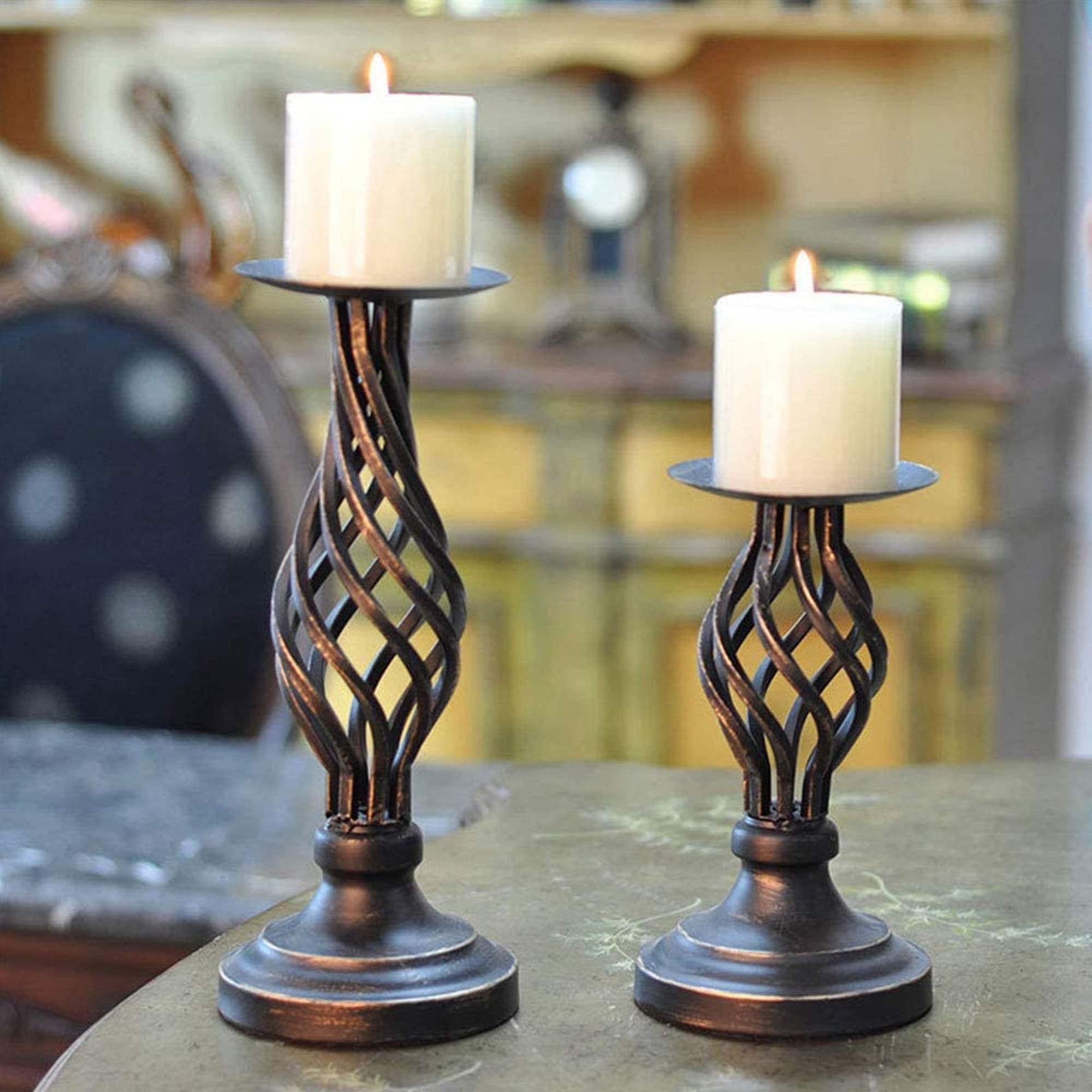 Details about   Candle Holder Metal Pillar Romantic Candlesticks Home Decorative Candle Stand 