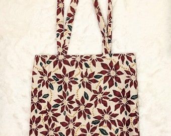 Poinsettia Holiday Canvas Tote Bag