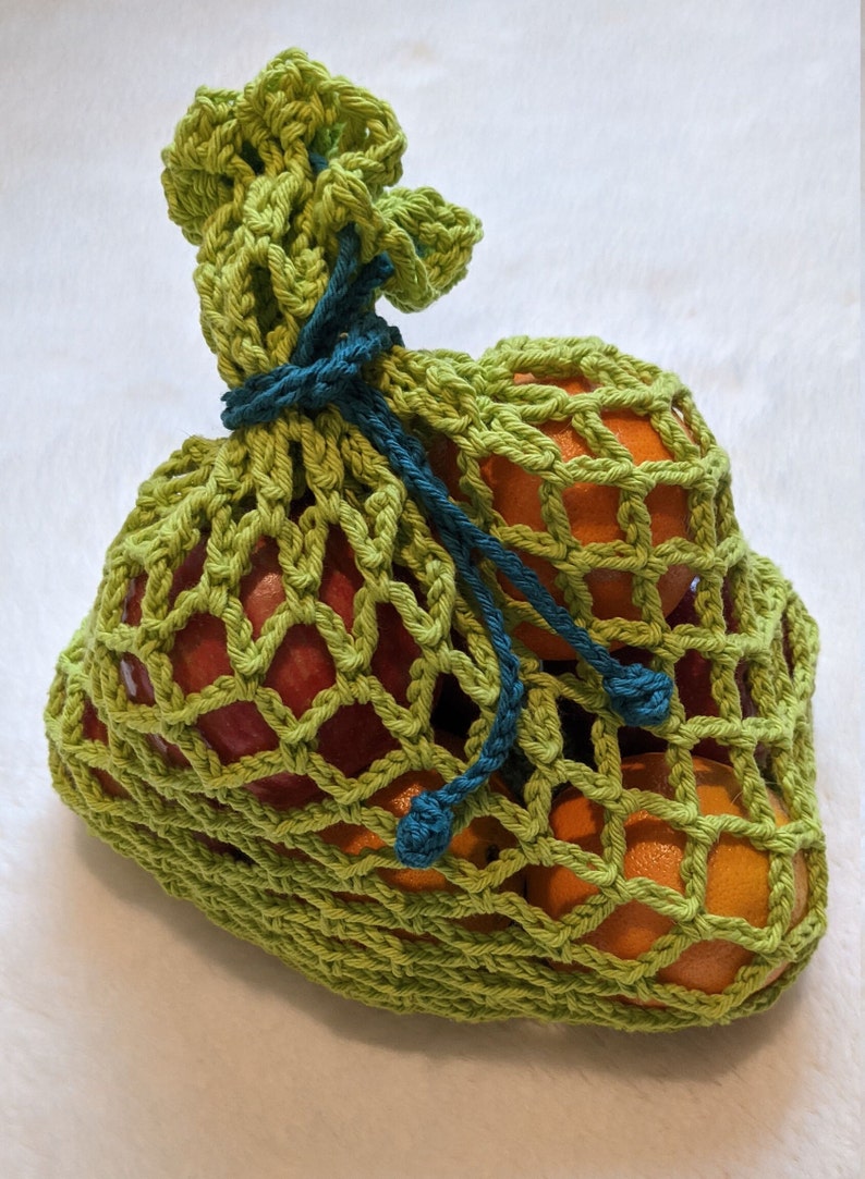 Handmade Net Produce Bag Reusable Crochet Mesh Bag 100% Cotton L image 5