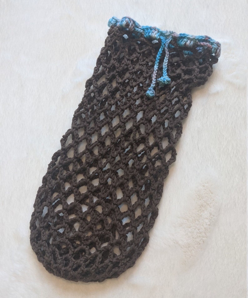 Handmade Net Produce Bag Reusable Crochet Mesh Bag 100% Cotton L image 6