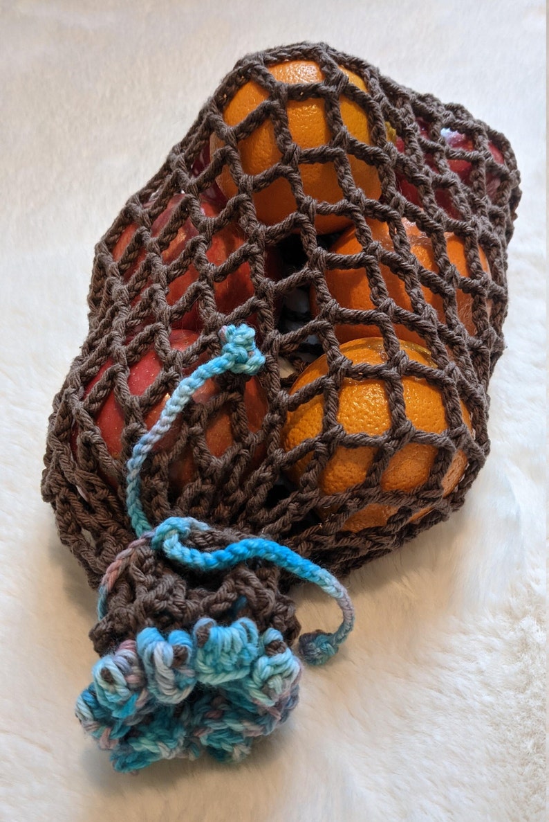 Handmade Net Produce Bag Reusable Crochet Mesh Bag 100% Cotton L image 7