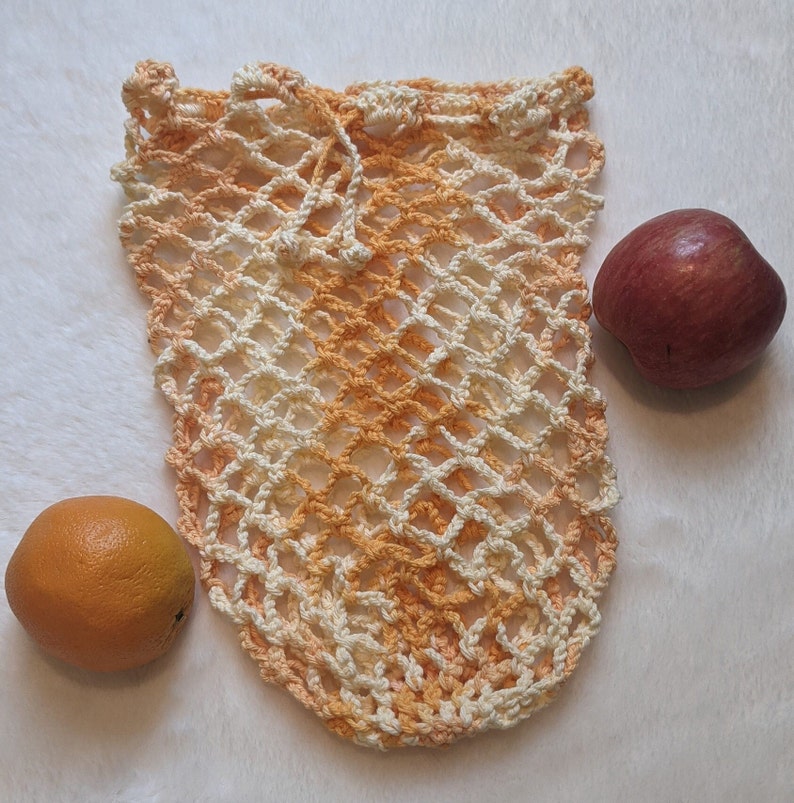 Handmade Net Produce Bag Reusable Crochet Mesh Bag 100% Cotton L image 1