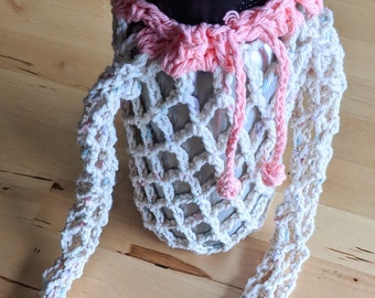 Handmade Net Water Bottle Carrier | Reusable Crochet Mesh Shoulder Bag | 100% Cotton