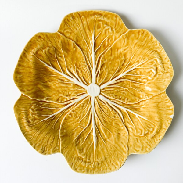 RARE - Bordallo Pinheiro Cabbage Plate "Honey Gold"
