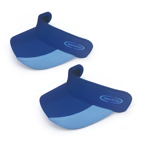 2 sets of blue Detachable Helm-A-Cap Visors, for bicycle, skateboard, rafting helmets