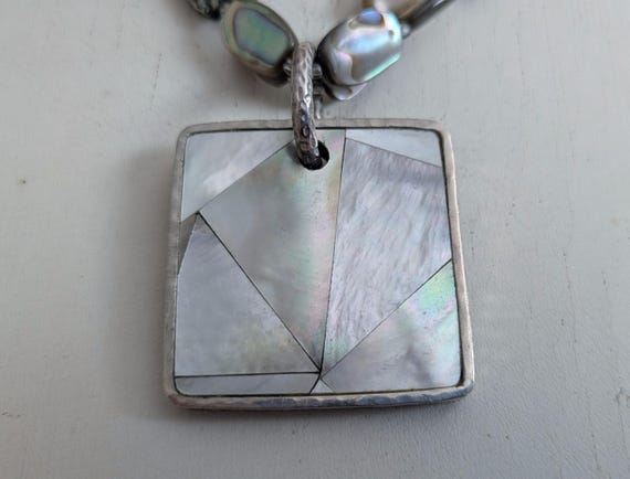 Artisan Abalone Sterling Silver Pendant Necklace:… - image 3