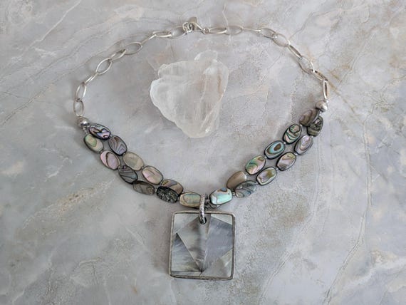 Artisan Abalone Sterling Silver Pendant Necklace:… - image 6