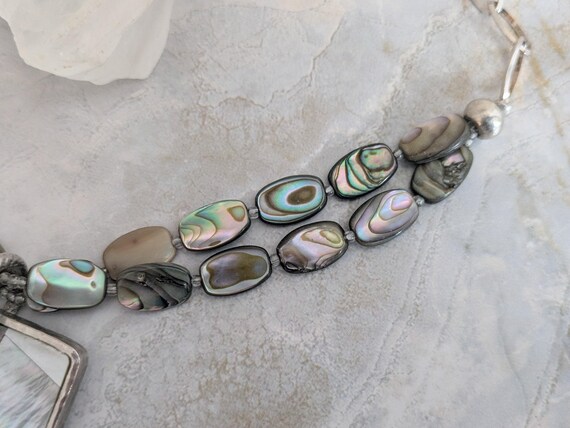 Artisan Abalone Sterling Silver Pendant Necklace:… - image 5