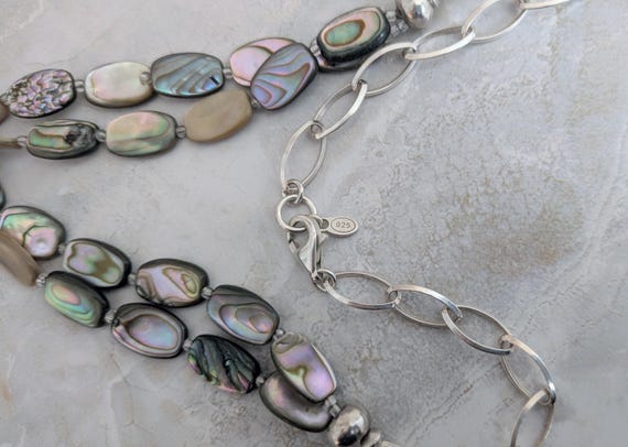 Artisan Abalone Sterling Silver Pendant Necklace:… - image 8