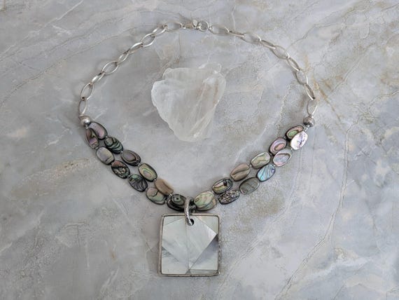 Artisan Abalone Sterling Silver Pendant Necklace:… - image 7