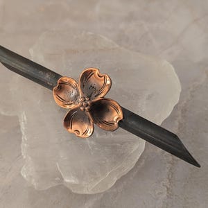 Stuart Nye Dogwood Flower Vintage Copper & Sterling Mixed Metal Brooch / Pin 3&quot;, Signed, Made in USA