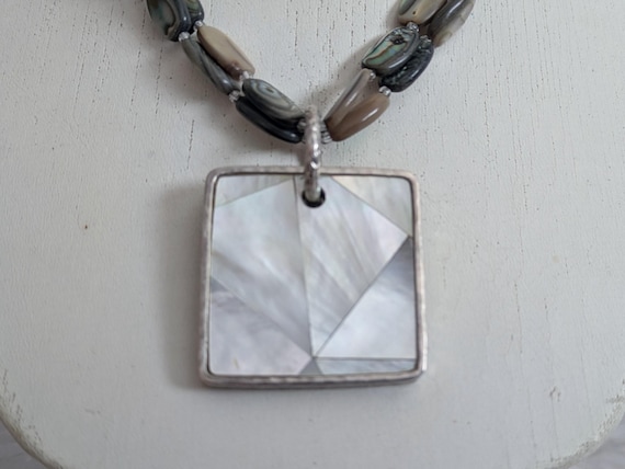 Artisan Abalone Sterling Silver Pendant Necklace:… - image 2