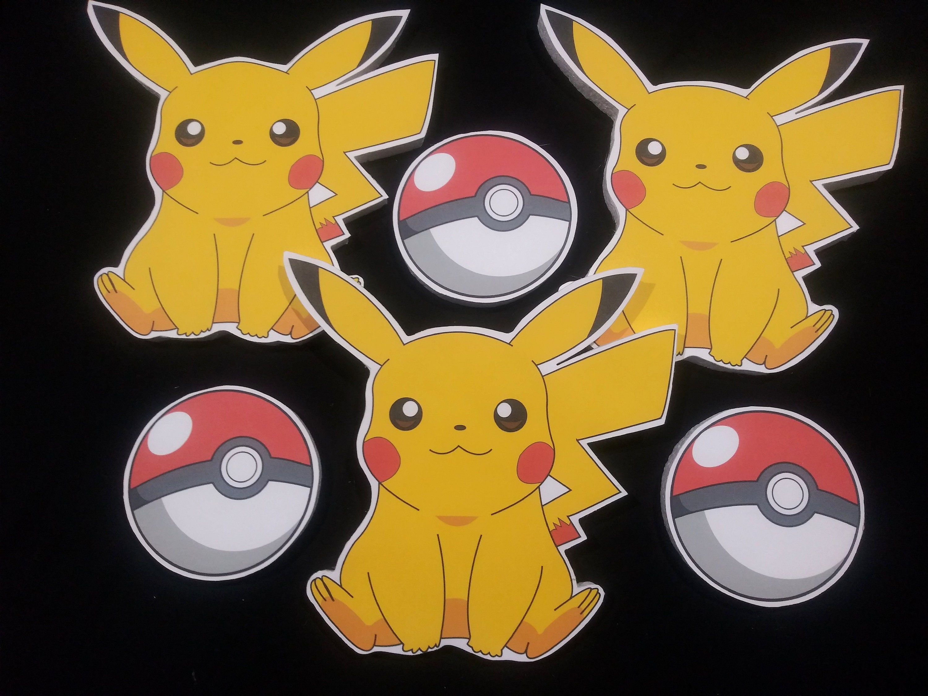 Pikachu Pokeball set of 3 Pokemon styrofoam cutouts for | Etsy