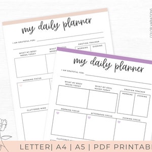 ADHD Printable Planner, Editable Daily Planner ADHD, Self Care Planner, Wellness Journal, manifestation journal, ADD organization planner