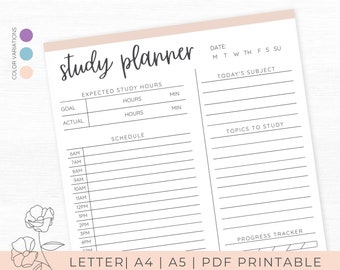 Study Planner Printable, Student Planner Printable, Daily Schedule Organizer For College Student, Studies Timetable, Printable Planner